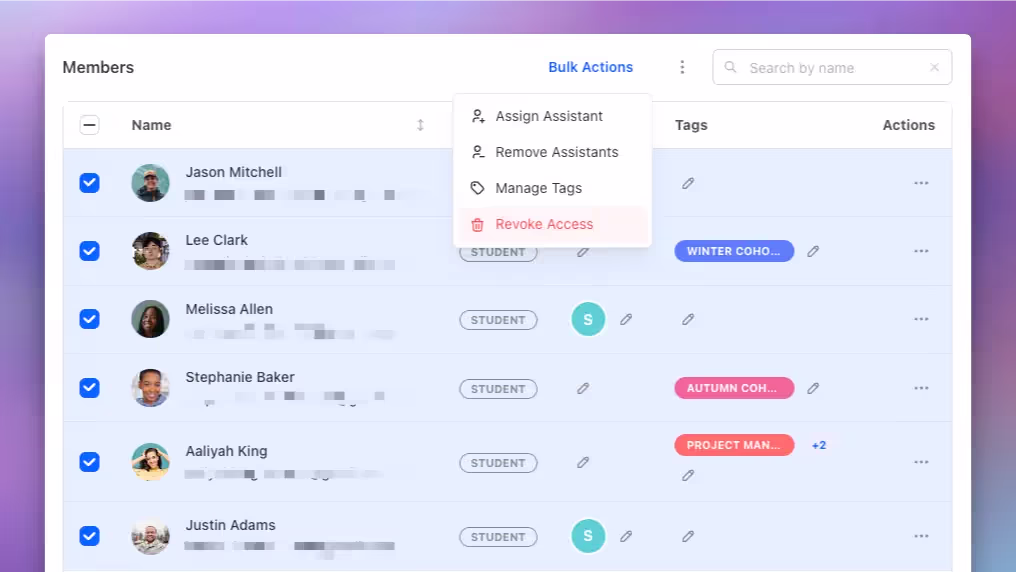 Bulk Actions for Revoke and Invite